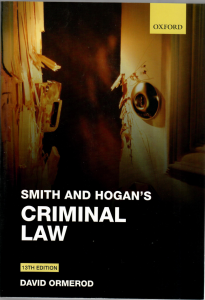 study book Smith and Hogan's Criminal Law 13th edition by david ormerod